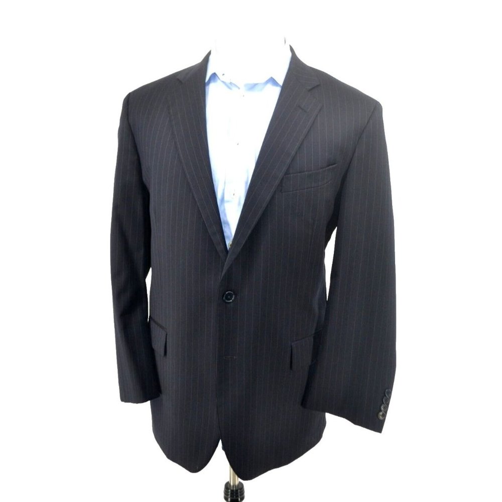 BROOKS BROTHERS 1818 Madison 2 BTN 100% Wool Suit Jacket‎ 45R Navy Pinstripe